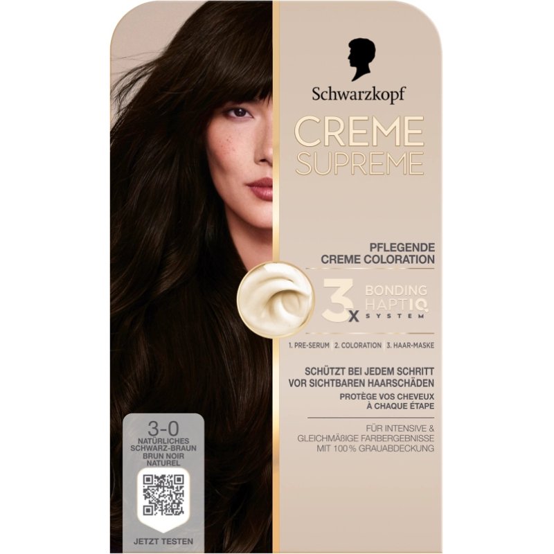 Schwarzkopf Creme Supreme 30 Natural Black Brown Hair Color