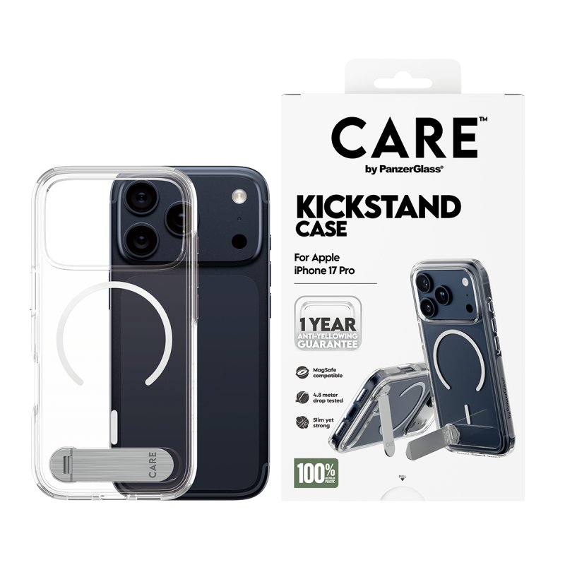 PanzerGlass - CARE Feature Case Transparent w. Kickstand & MagSafe - iPhone 17 Pro