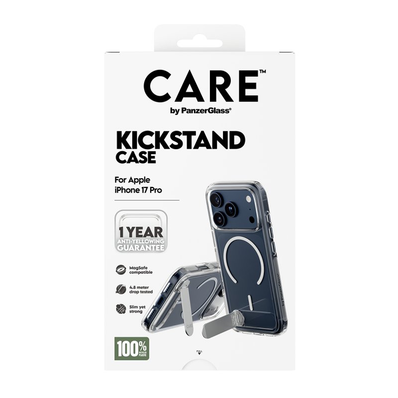 PanzerGlass CARE by Feature Case Transparent w. Kickstand & MagSafe iPhone 17 Pro coque de protection pour