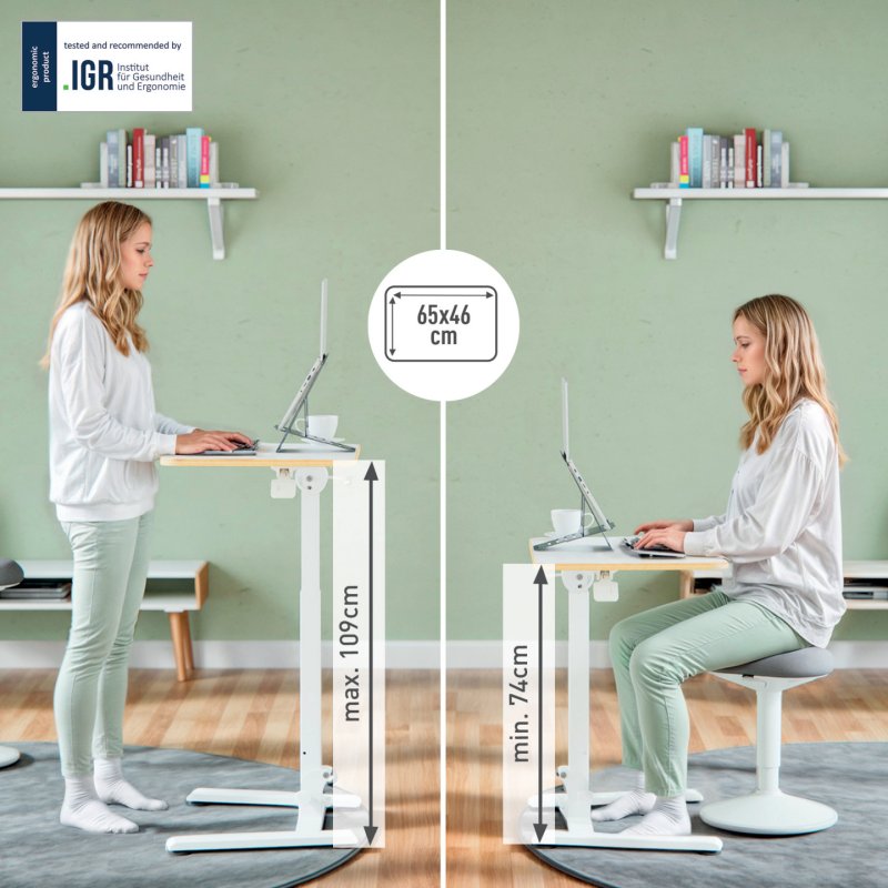 LEITZ - Sit/standing desk Ergo Small foldable white