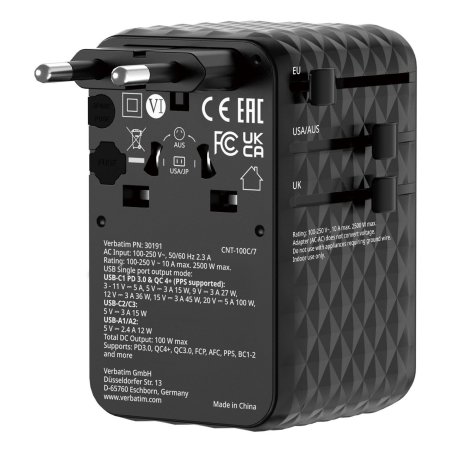 VERBATIM ADAPTATEUR VOYAGE 100W NOIR