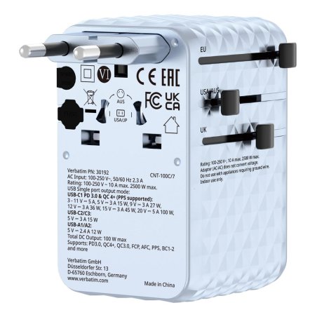 VERBATIM ADAPTATEUR VOYAGE 100W BLEU