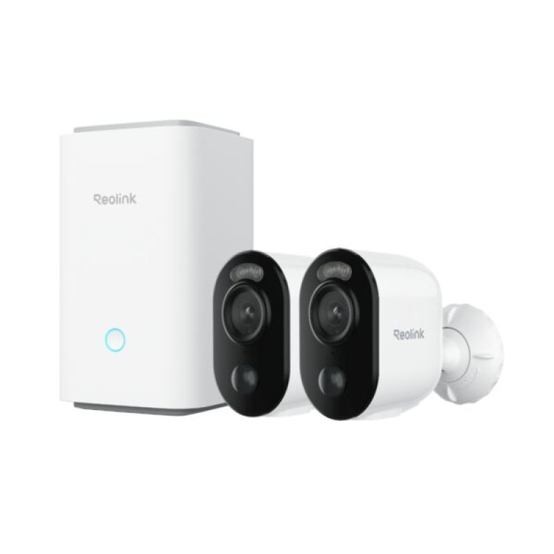 Reolink – Home Hub with 2×Argus 3E Indoor/Outdoor Battery Cameras – White
