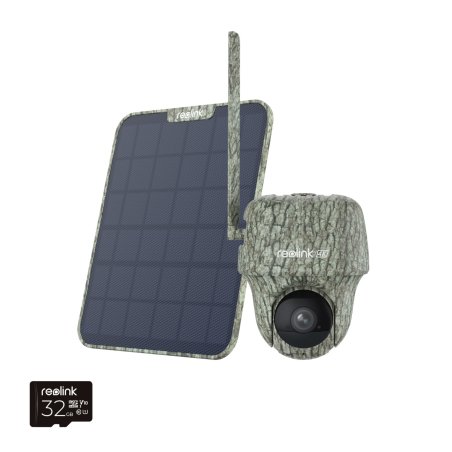 Reolink Go Series G450 with Solar Panel 2 - 4K 4G LTE PT Wildlife Cam, Animal Detection & Recognition, 360° View, 32GB