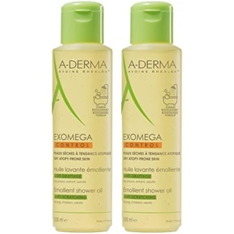 A-Derma Exomega Control Emollient Cleansing Oil Anti-Scratching 500ml - Pack of 2