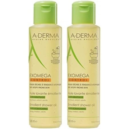 A-Derma Exomega Control Emollient Cleansing Oil Anti-Scratching 500ml - Pack of 2
