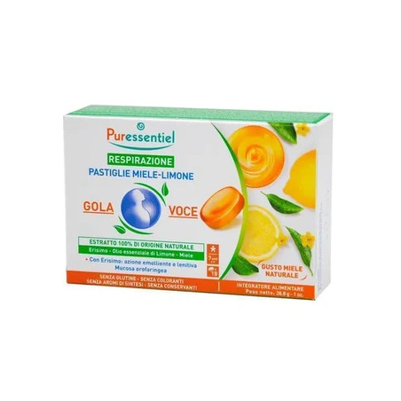 Puressentiel Respiratory Throat Voice 18 Tablets Honey Lemon Flavor