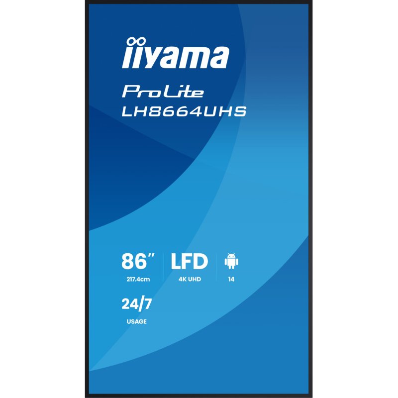 iiyama 86" 4K UHD professional digital signage display with advanced control and connectivity options