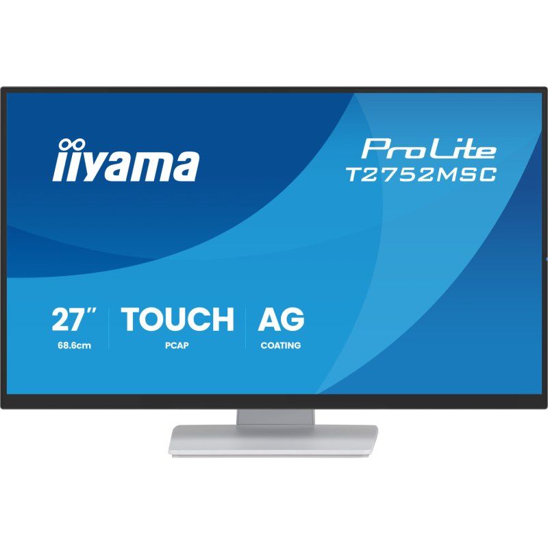 iiyama ProLite 27” DeepContrast PCAP 10pt touchscreen monitor featuring IPS panel technology, Edge-to-Edge glass