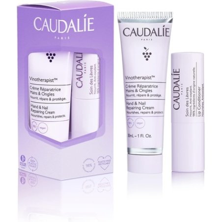 Caudalie Winter Duo Hand and Nail Cream 30ml and Lip Conditioner 4.5g