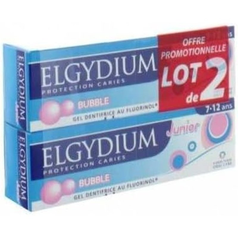 Elgydium Junior Toothpaste Gel Decay Protection for Ages 7-12 Bubble Aroma - Pack of 2