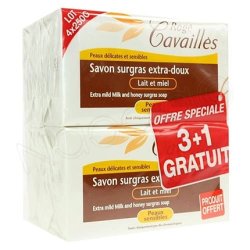 Rogé Cavaillès Extra-Mild Surgras Soap Milk and Honey 250g - Pack of 4