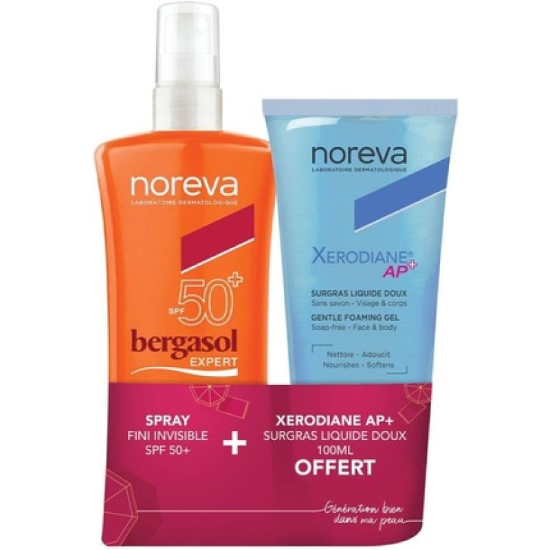Noreva Bergasol Expert Spray Invisible Finish SPF 50 125ml with After-Sun Milk Face