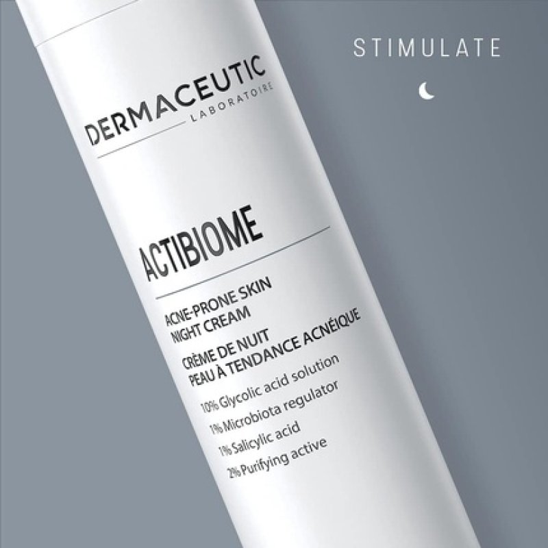 Dermaceutic Activabiome Prone Skin Night Cream with Glycolic Acid Solution Microbiota Regulator Salicylic Acid and