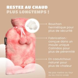 Calindoo Natural Rubber Hot Water Bottle with Soft Premium Cover