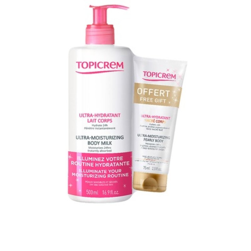 Topicrem Body Lotion 500 Ml with 75 Ml Nacreous Lotion as Gift