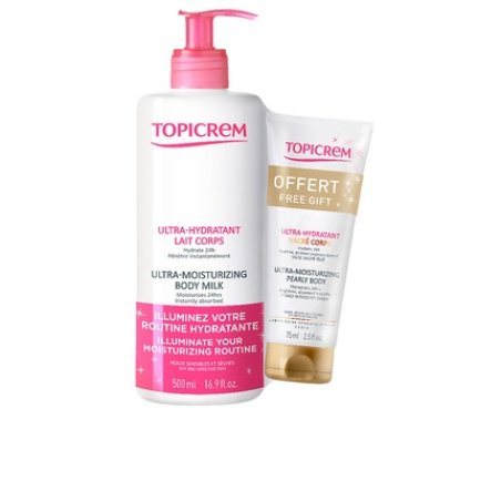 Topicrem Body Lotion 500 Ml with 75 Ml Nacreous Lotion as Gift
