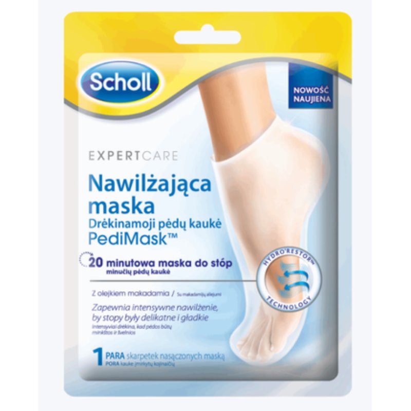 Scholl Moisturizing Pedi Mask Socks with Macadamia Oil, Shea Butter, and Aloe Vera