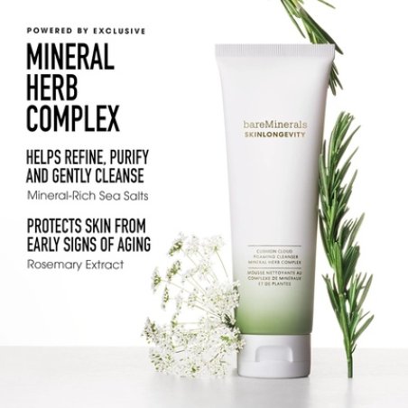 Bareminerals Skinlongevity Face Cleanser Cream-to-Foam with Minerals