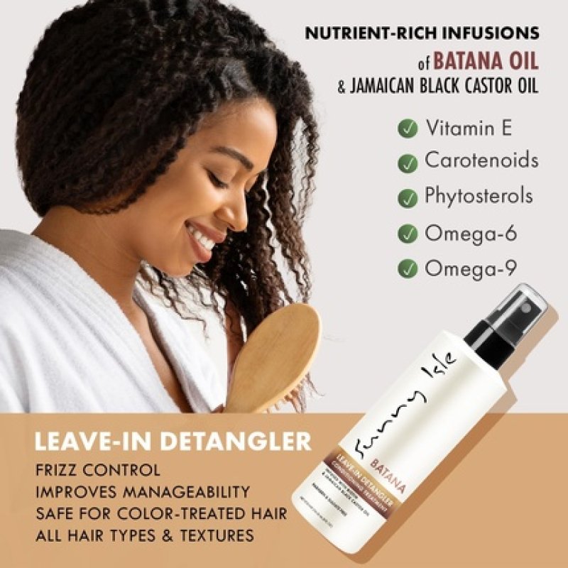 Sunny Isle Batana Leave-In Detangler Conditioner 8oz Infused with Biotin