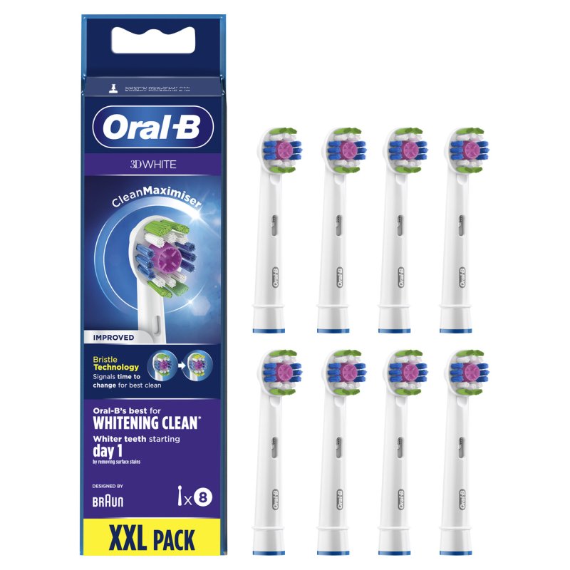 Oral-B 3D White 80339420 tête de brosses 8 pièce(s) Blanc