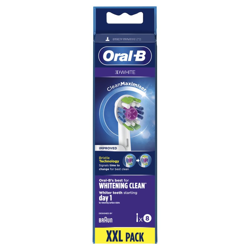 Oral-B 3D White 80339420 tête de brosses 8 pièce(s) Blanc