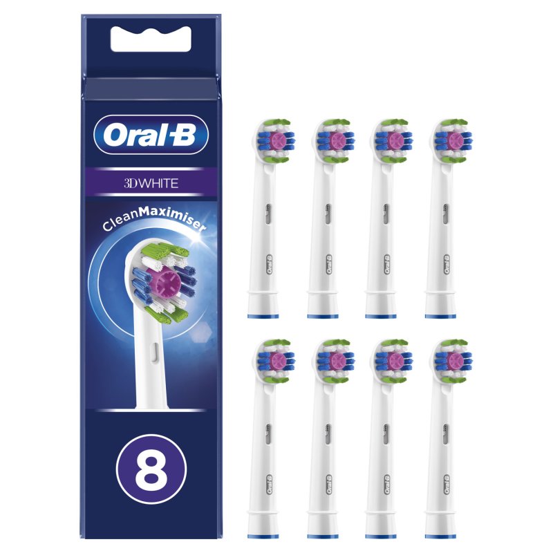Oral-B 3D White 80339420 tête de brosses 8 pièce(s) Blanc