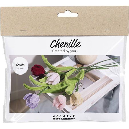 Creativ Company Mini Kit DIY Fleurs en Fil Chenille