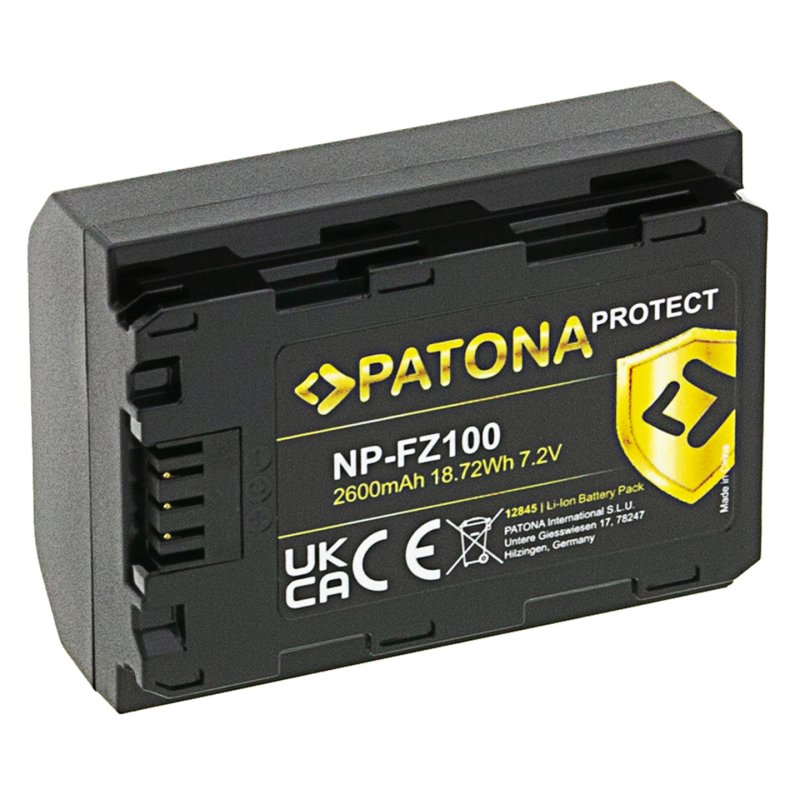 PATONA PROTECT Battery f. Sony NP-FZ100 A7 III A7M3 Alpha 7 III A7 R III A7RM3 Alpha 7 R III A9 Alpha 9