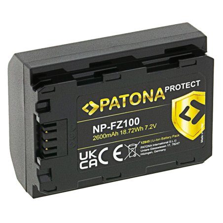 Patona Protect NP-FZ100 2250mAh / 16.2Wh battery for Sony NP-FZ100 A7 III A7R III A7RM3 Alpha 7 R III A9 Alpha 9
