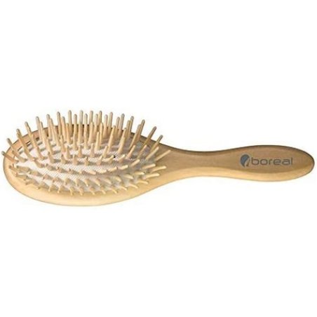 Boreal Wood Oval Hairbrush with Cushion and Antistatic Structure