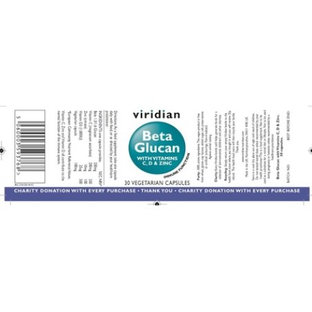 Beta Glucan with Vitamins C, D, Zinc 30 Veg Capsules VD Vegan