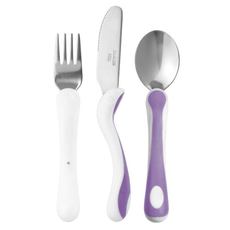 Bambino Eat like a pro! Couverts pour enfants en bas âge Violet, Blanc Polypropylène (PP), Acier inoxydable,