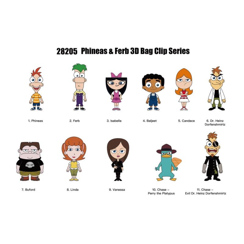 PHINEAS & FERB - Series 1 - 3D Foam Bag Clip (Display 24 Pcs)