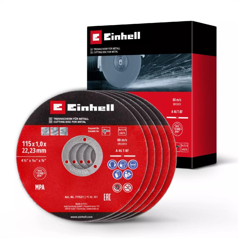 EINHELL 5tlg Dünntrennscheiben-Set Metall Ø115mm MPA