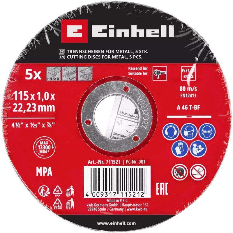 Einhell 49711521 angle grinder accessory Cutting disc