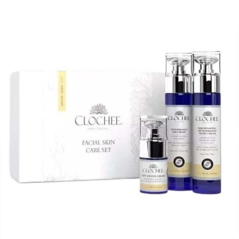 Clocheeset Anti-Age Facial Skin Care - Day Cream 50ml, Night Regenerating Cream 50ml, Eye Cream-Mask 15ml