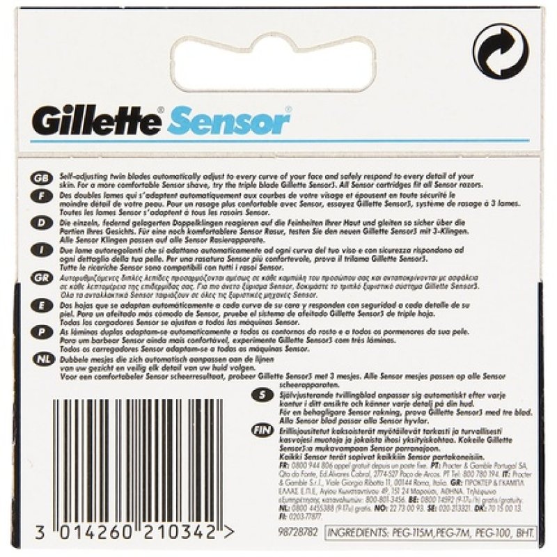 Gillette Sensor Blades for Men - Pack of 5 Refills