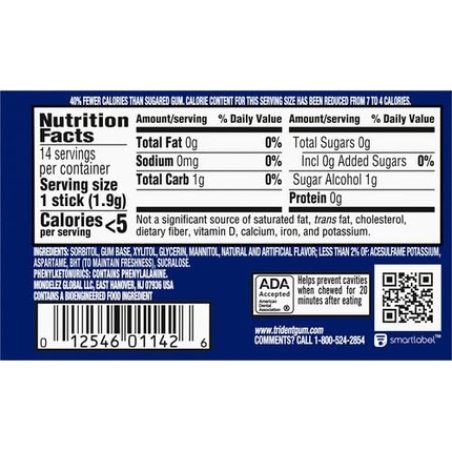 Mondelez Global Trident Peppermint 14 Count