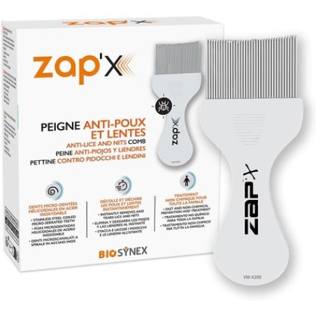 Zap'x Manual Anti-Lice & Nits Comb Ergonomic Stainless Steel Unisex