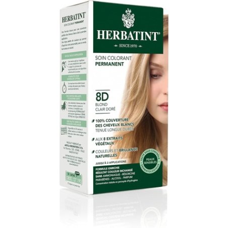Herbatint Permanent Hair Color Treatment 8D Light Golden Blonde 150ml