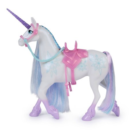 Unicorn Academy - Einhorn Glacier (28 cm groß, mit echter Mähne und Schweif, abnehmbarem Zaumzeug, Sattel und