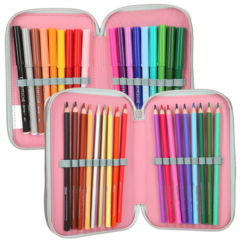 Miss Melody Triple Pencil Case With Horse Head Application