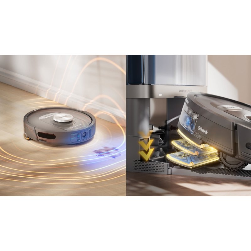 Shark RV2800YEEU robot aspirateur 0,3 L Noir, Argent