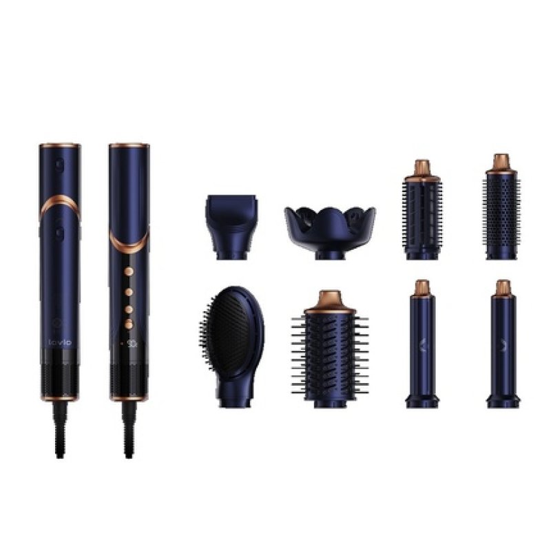 Lovio Multistyler Airstyle Hair Dryer And Curling Iron Lvhs001bl 1400w In Navy Blue And Copper