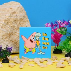 BOB L'EPONGE - My Happy Face - Sous Verre Carré en Céramique