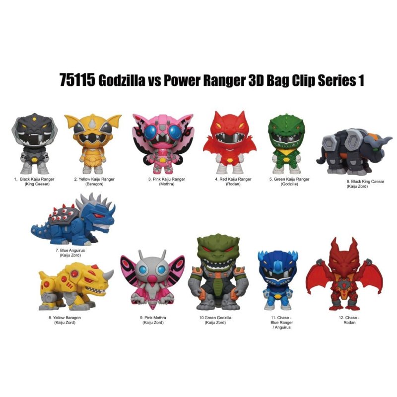 GODZILLA VS POWER RANGERS -Series 1 -3D Foam Bag Clip (Display 24 Pcs)