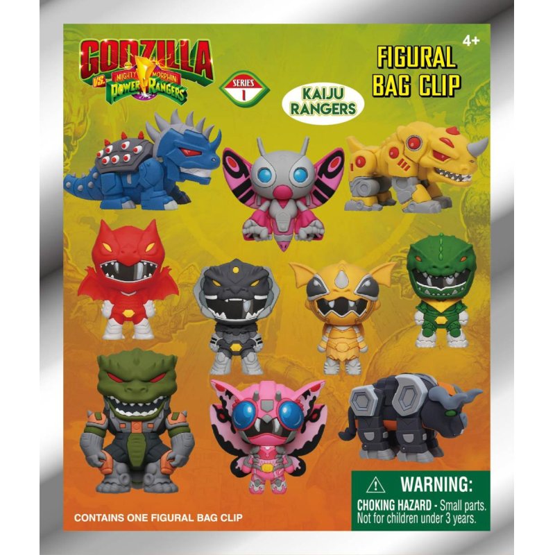 GODZILLA VS POWER RANGERS -Series 1 -3D Foam Bag Clip (Display 24 Pcs)