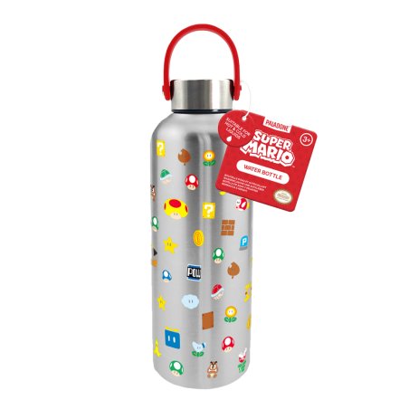 SUPER MARIO - Symboles - Bouteille d'Eau en Métal avec Anse - 500ml