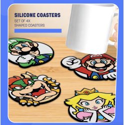 SUPER MARIO - Set de 4 Sous-Verre en Silicone